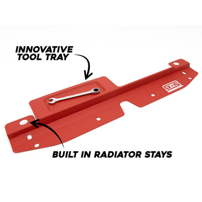 GrimmSpeed Radiator Shroud w/ Tool Tray - Red - 2008-14 Subaru WRX, 2008-14 Subaru STI GRM096009