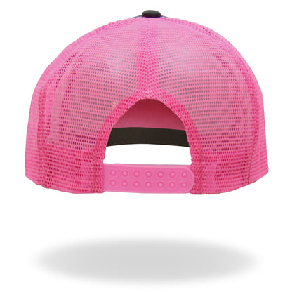 Hot Leathers Pink And Black Trucker Hat Skeleton Finger GSH1053