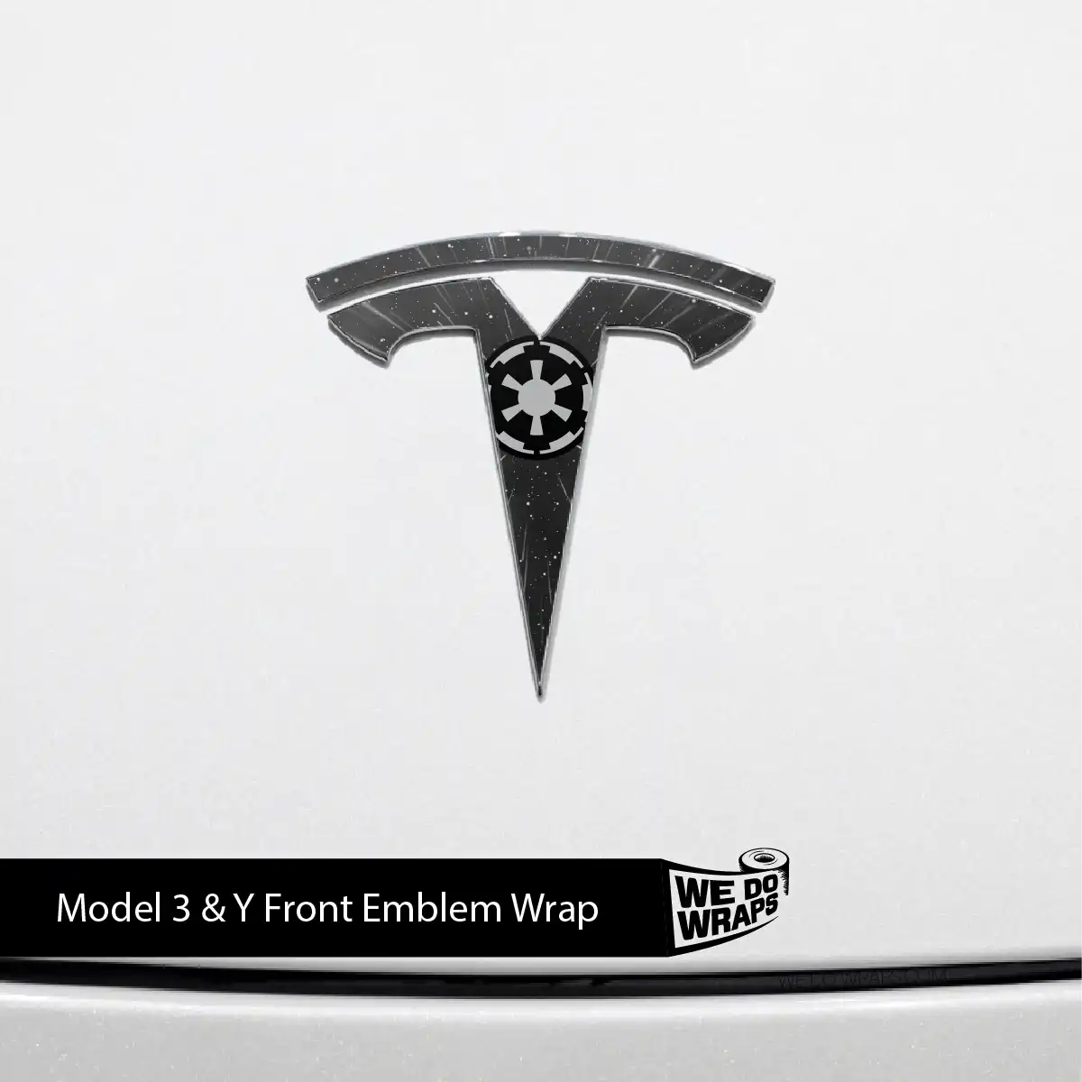Space Gear Tesla Emblem Decals (Front + Back) | Model Y