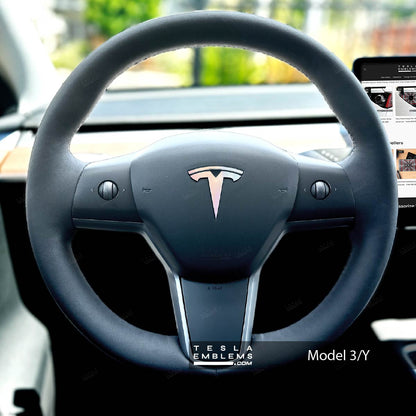 Pastel Galaxy Tesla Steering Wheel Emblem Decal