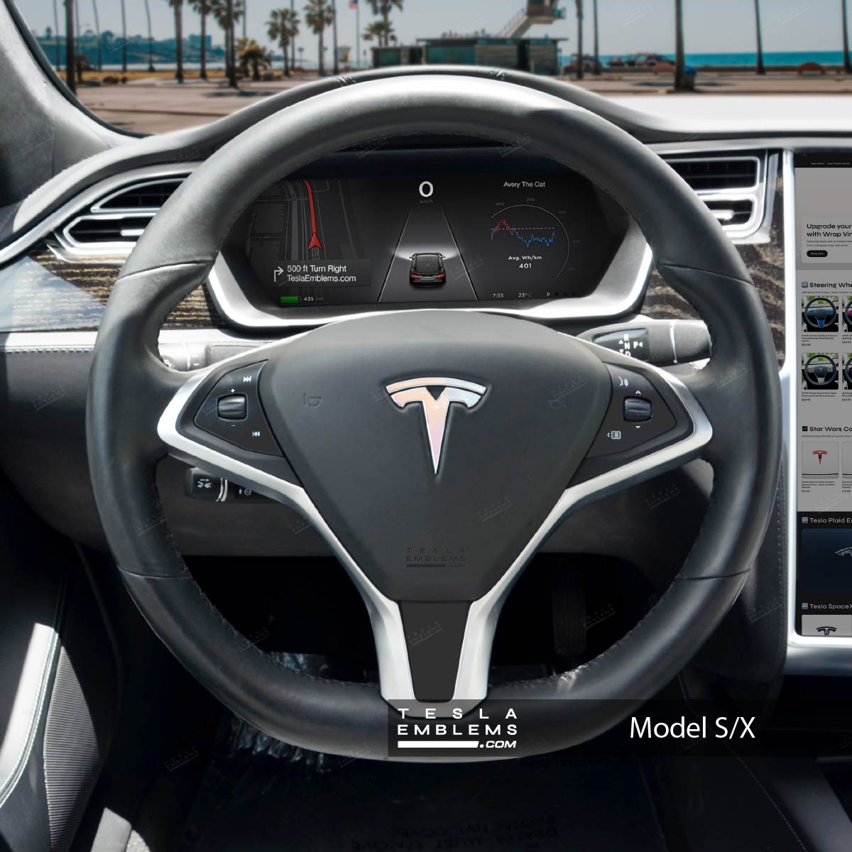 Pastel Galaxy Tesla Steering Wheel Emblem Decal