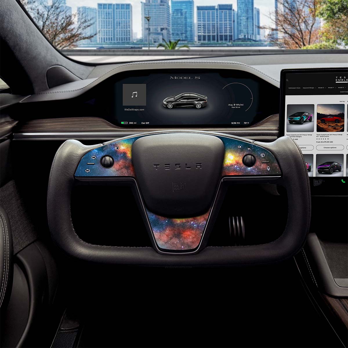Galaxy Tesla Steering Wheel Trim Decal Kit (3pcs) | Model S ’21-26