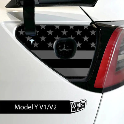 Ghost Black Patriot Flag Tesla Charge Port Wrap | Model Y