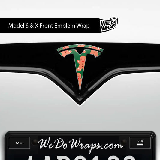 Gingerbread Tesla Emblem Decals (Front + Back Emblem Decals) | Model S