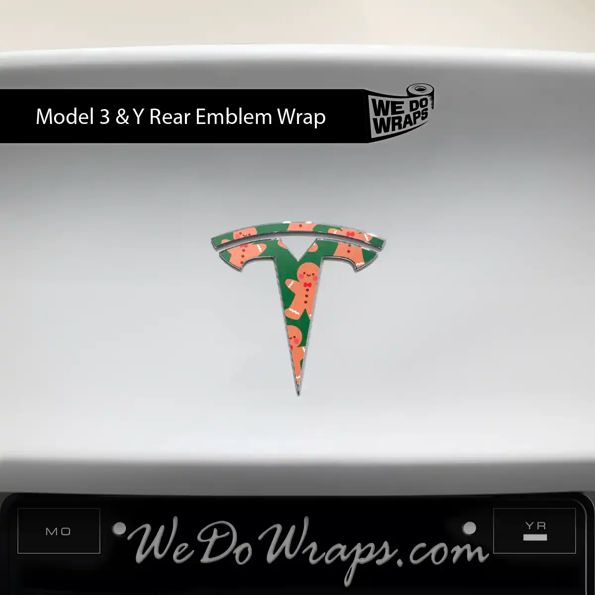 Gingerbread Tesla Emblem Decals (Front + Back Emblem Decals) | Model 3