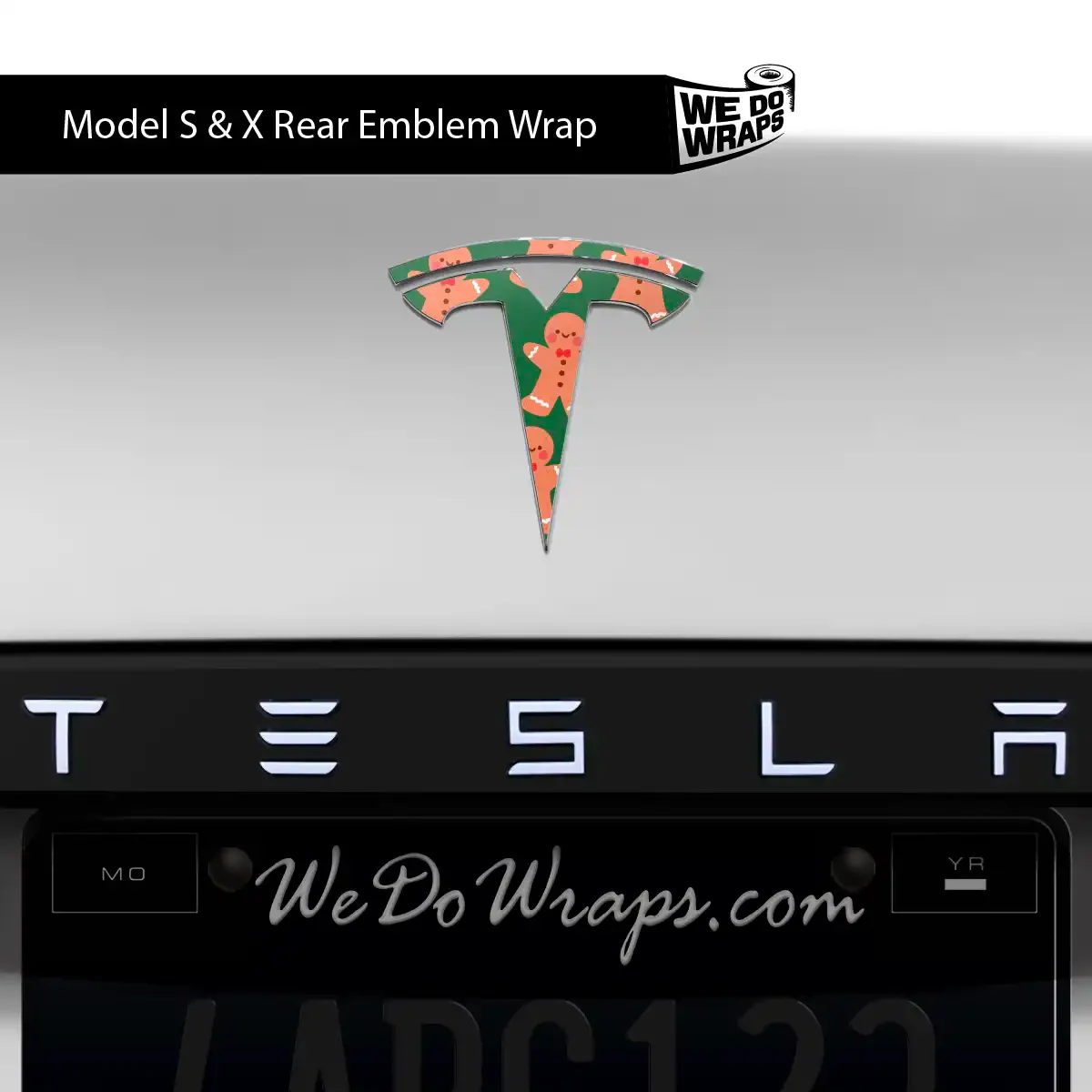 Gingerbread Tesla Emblem Decals (Front + Back Emblem Decals) | Model X