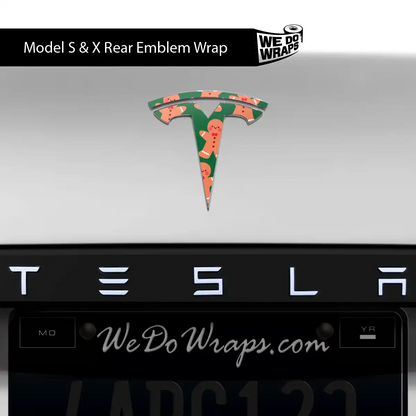 Gingerbread Tesla Emblem Decals (Front + Back Emblem Decals) | Model X