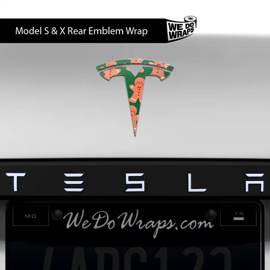 Gingerbread Tesla Emblem Decals (Front + Back Emblem Decals) | Model X