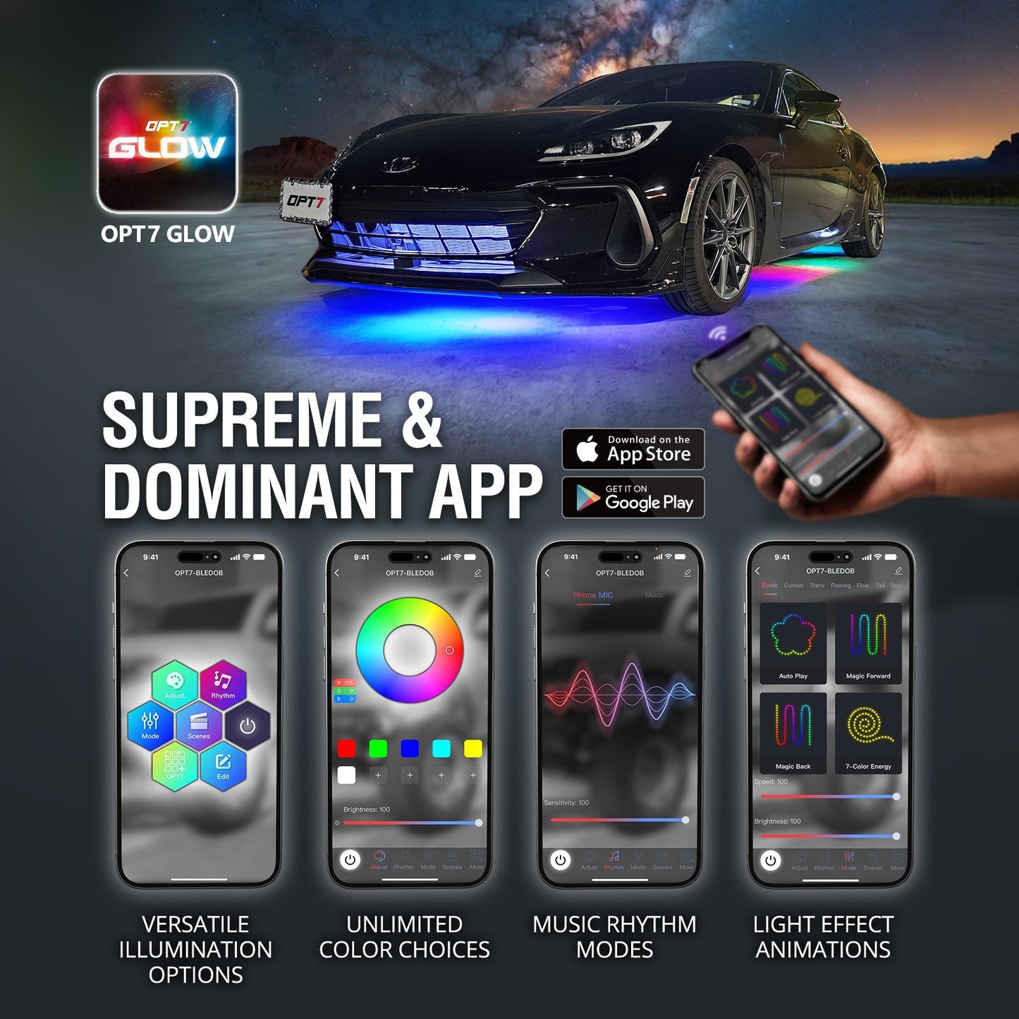 AURA LED Aluminum Underglow DreamColor Lighting Kit w-Remote