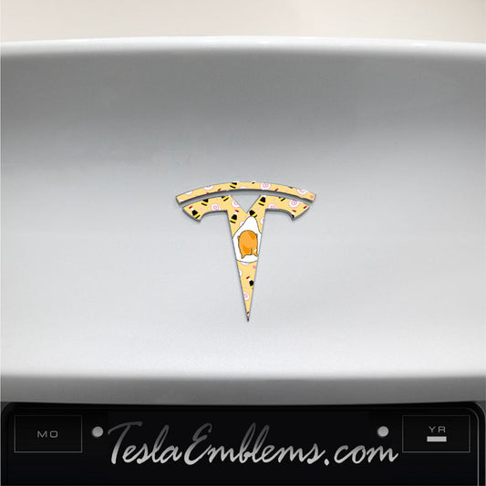 Gudetama Tesla Emblem Decals (Front + Back) | Model 3