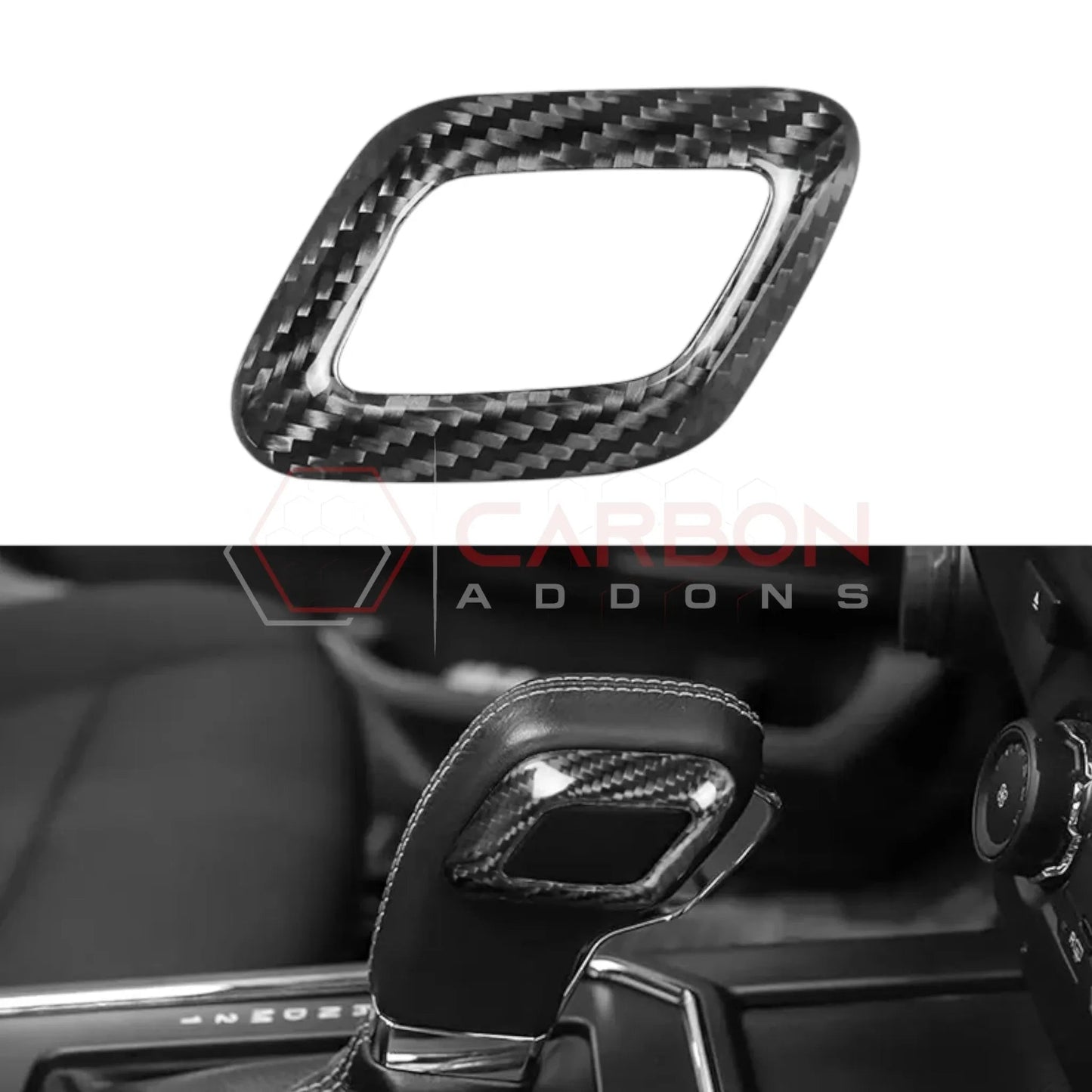 Shift Knob Chrome Trim Delete Carbon Fiber Cover For F150 2015-2020