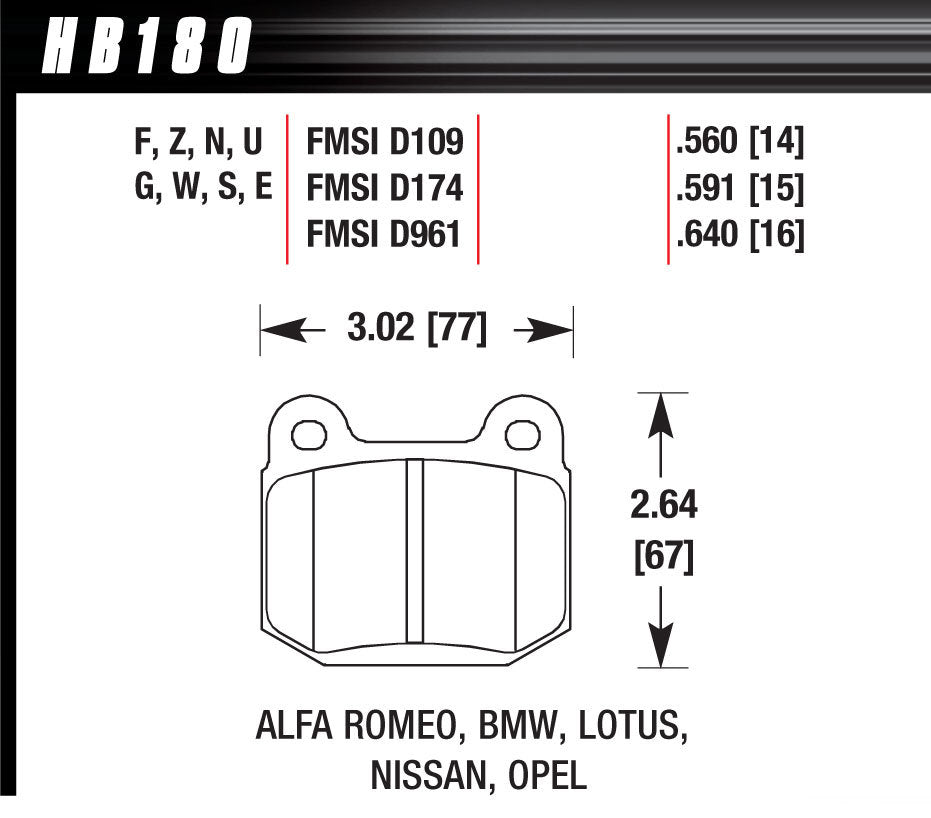 HB180N.560 HAWK BRAKE