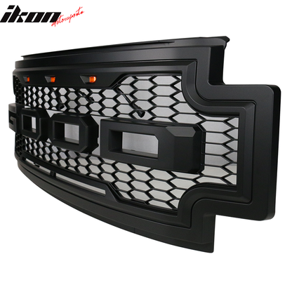 2017-2019 F-250 F-350 R Style Front Bumper Hood Grille Matte Black
