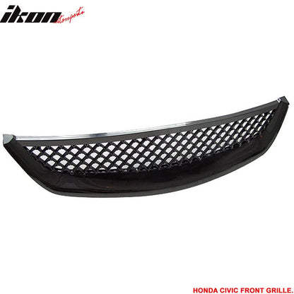 2001-2003 Honda Civic 2Dr 4Dr T-R Black Front Hood Grille Grill ABS