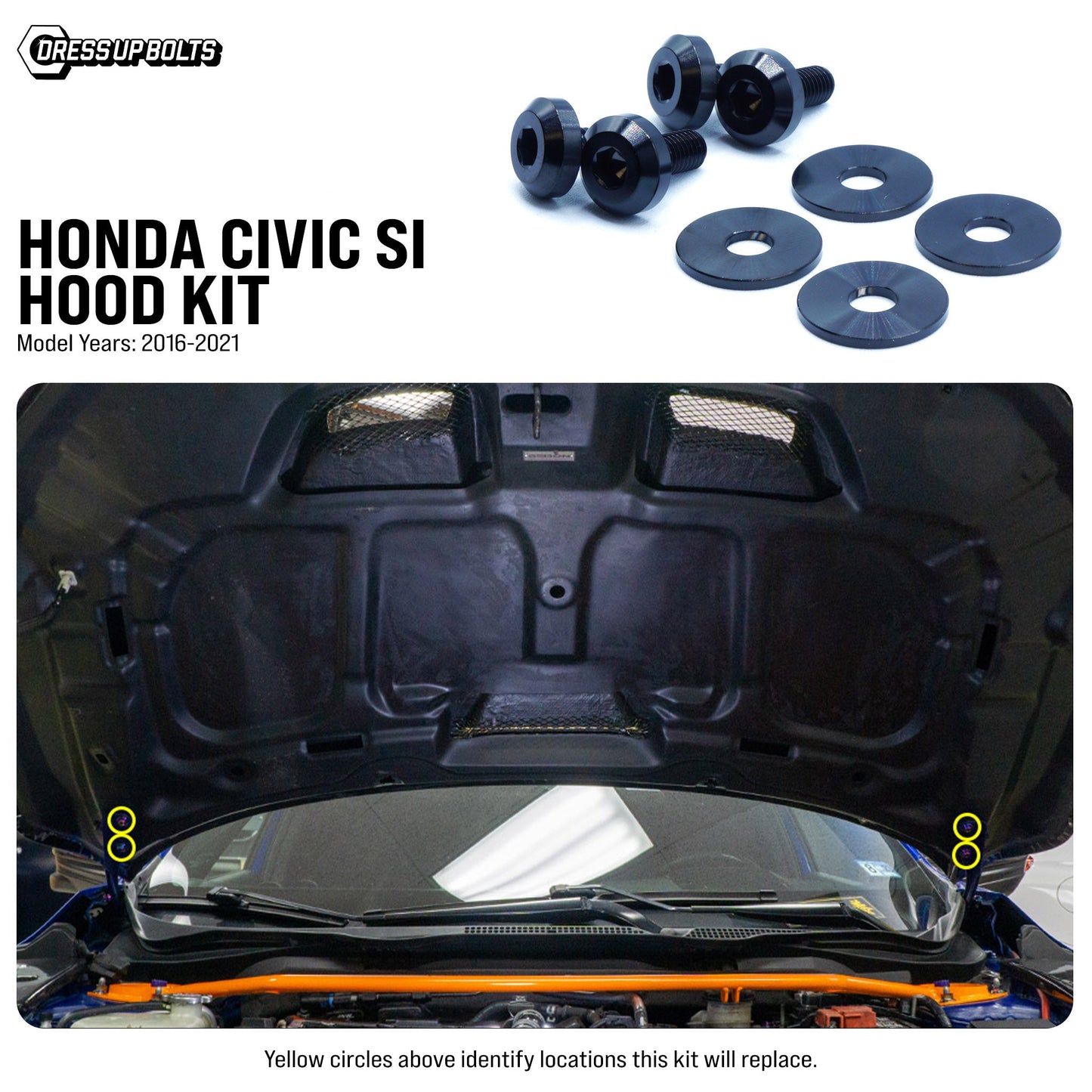 Titanium Hardware Hood Kit - Honda Civic Si (2016-2021)