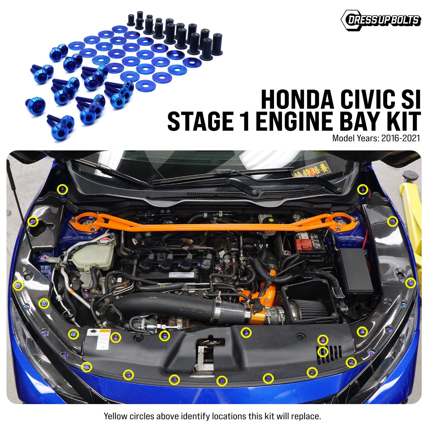 Stage 1 Titanium Hardware Engine Bay Kit - Honda Civic Si (2016-2021)