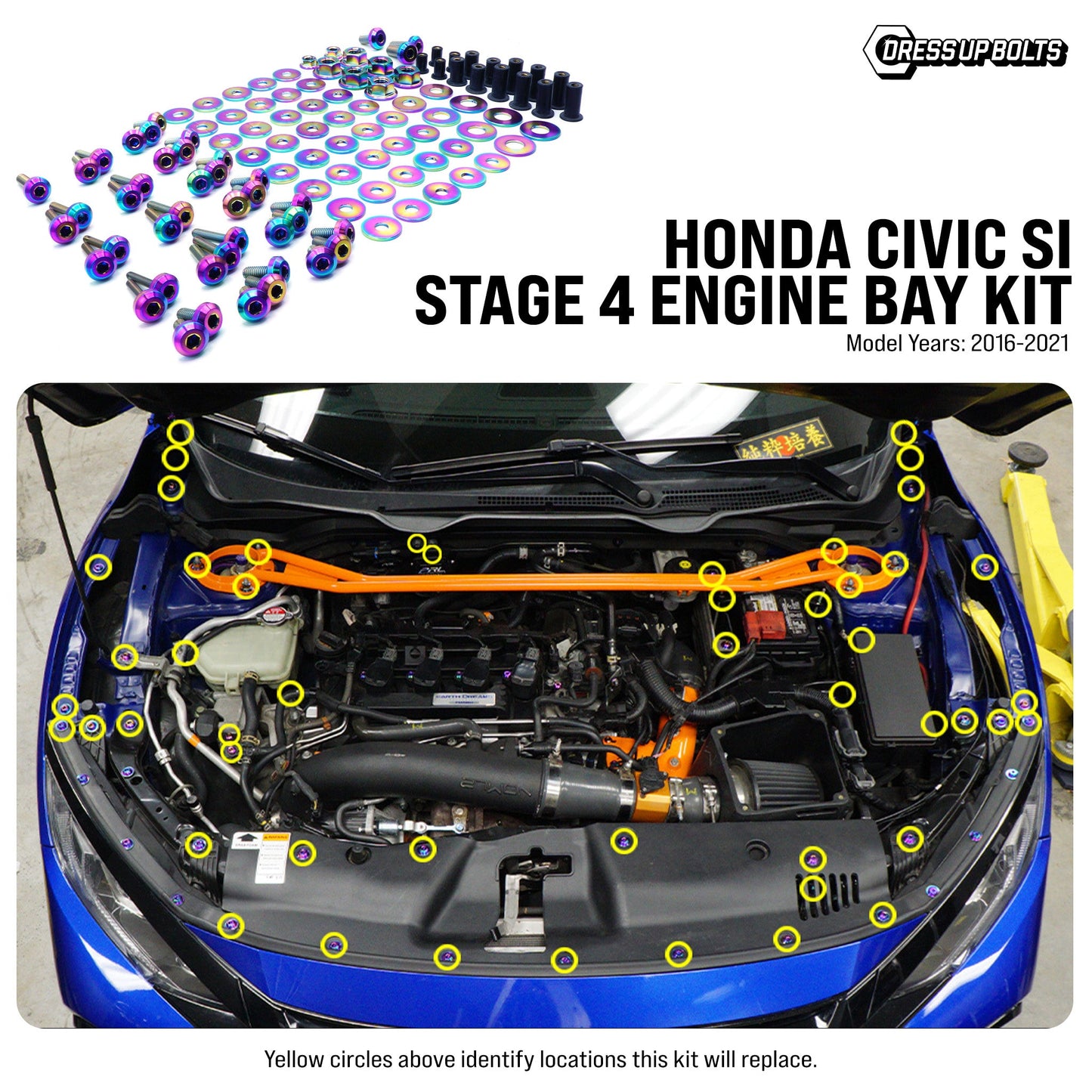 Stage 4 Titanium Hardware Engine Bay Kit - Honda Civic Si (2016-2021)