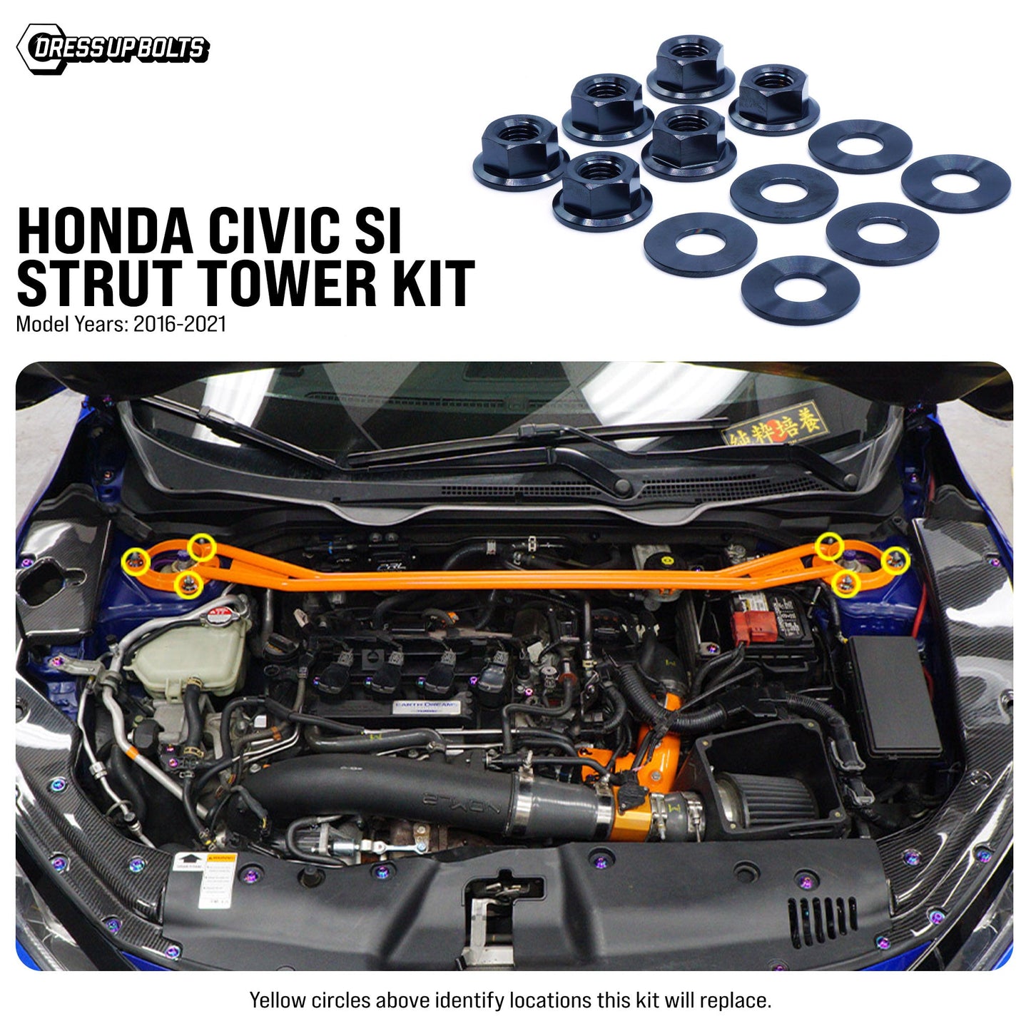 Titanium Hardware Strut Tower Kit - Honda Civic Si (2016-2021)