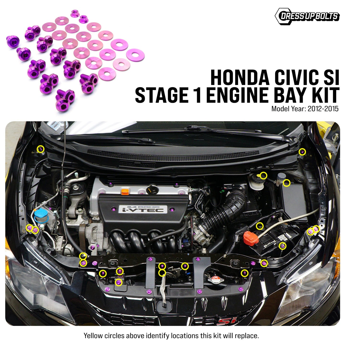 Stage 1 Titanium Hardware Engine Bay Kit - Honda Civic Si (2012-2015)