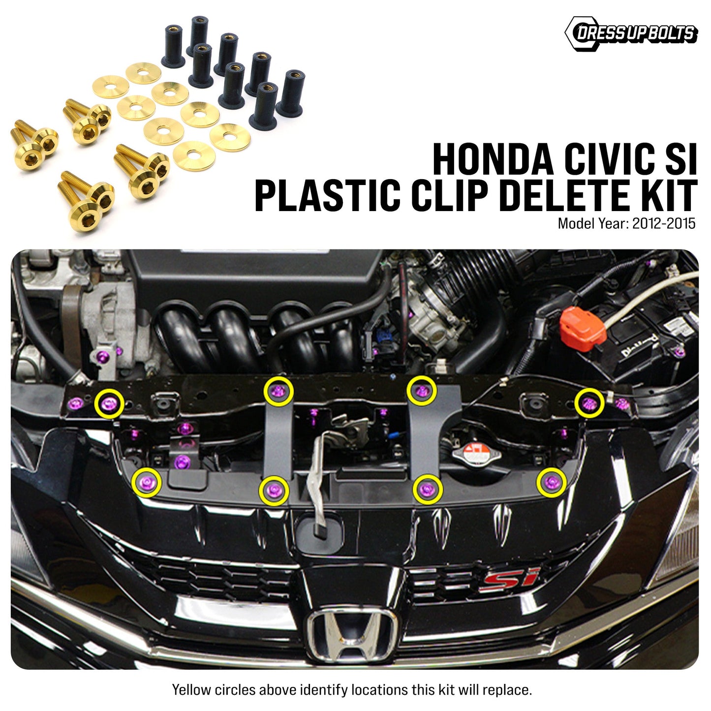 Titanium Hardware Plastic Clip Delete Kit - Honda Civic Si (2012-2015)