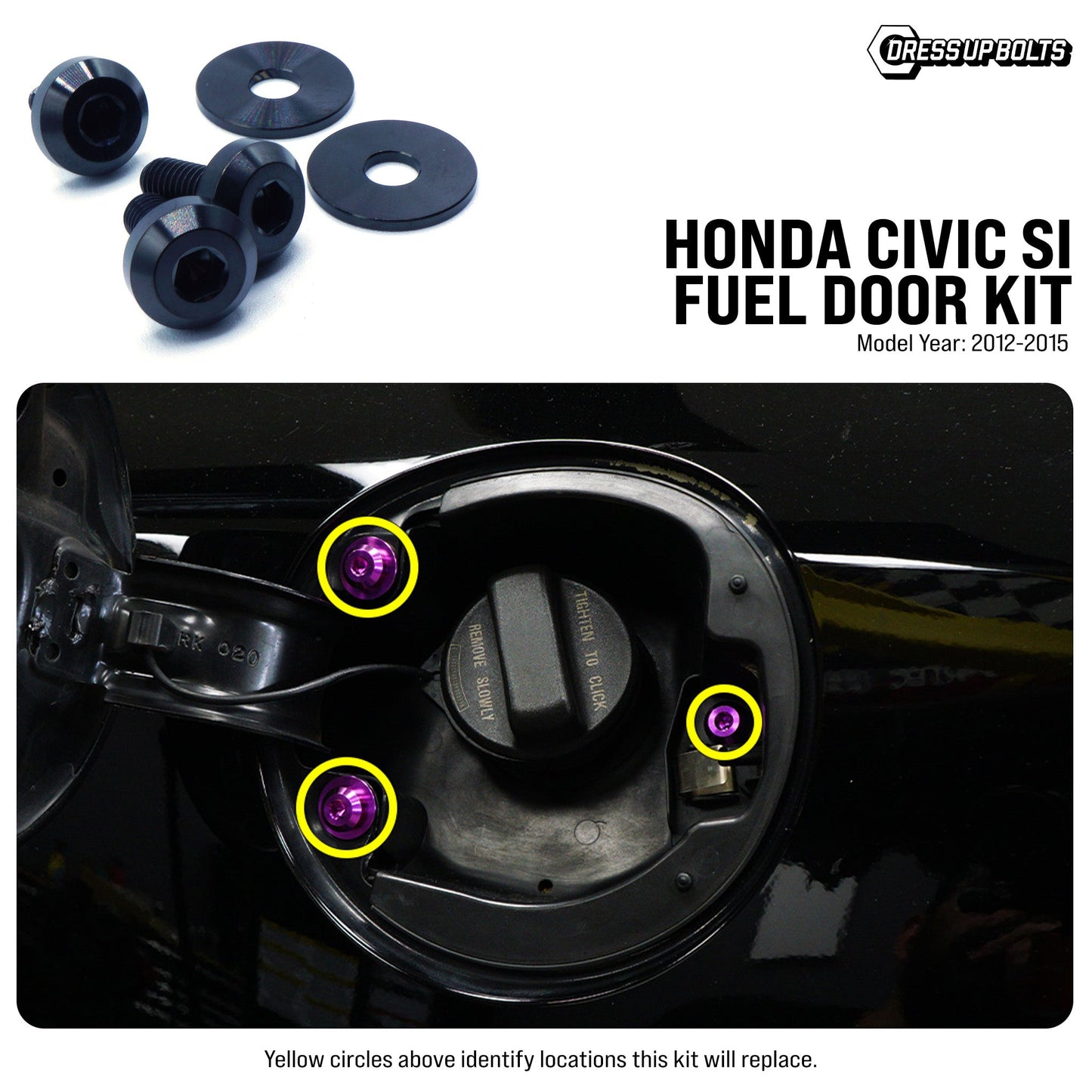 Titanium Hardware Fuel Door Kit - Honda Civic Si (2012-2015)
