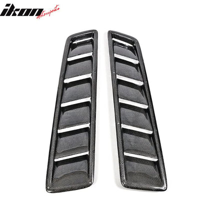Universal Fitment Air Flow Hood Vent Scoop Bonnet Cover 2PC 20x5in CF