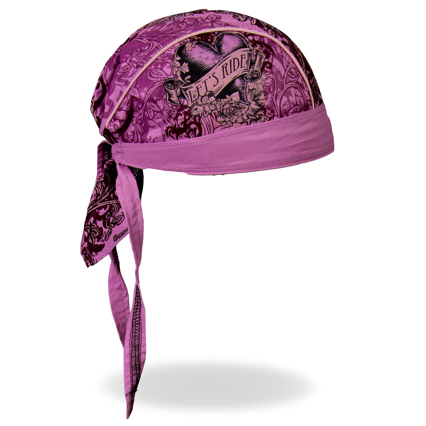 Hot Leathers Heart Let's Ride Purple Lightweight Headwrap HWH1060