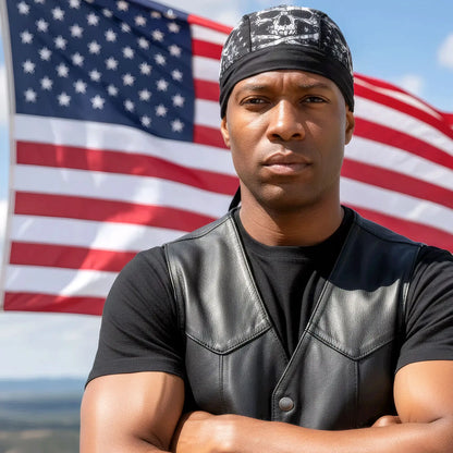 Hot Leathers Skull Flag Lightweight Headwrap HWH1090