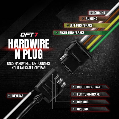 OPT7 Redline 4.9ft Hardwire Harness Kit for Tailgate Light Bars