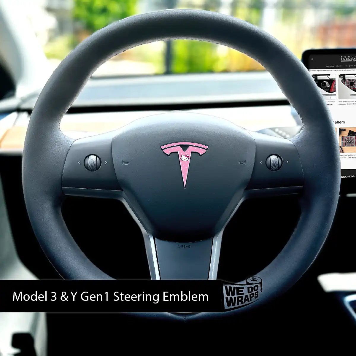 Sweet Kitty Tesla Steering Wheel Wrap | MY 2019-'25