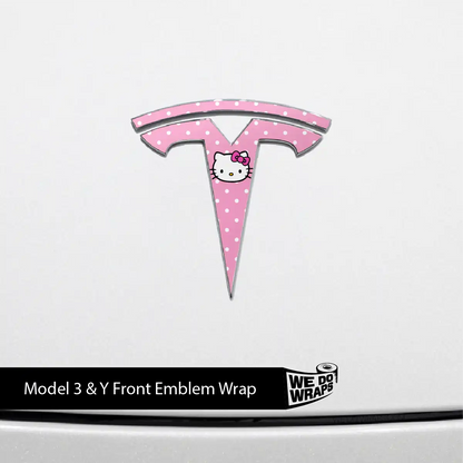 Sweet Kitty Tesla Emblem Decals (Front + Back) | Model Y