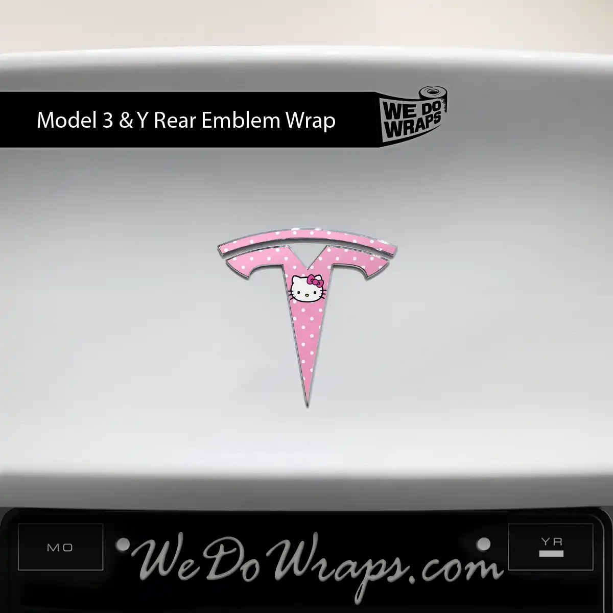 Sweet Kitty Tesla Emblem Decals (Front + Back) | Model 3