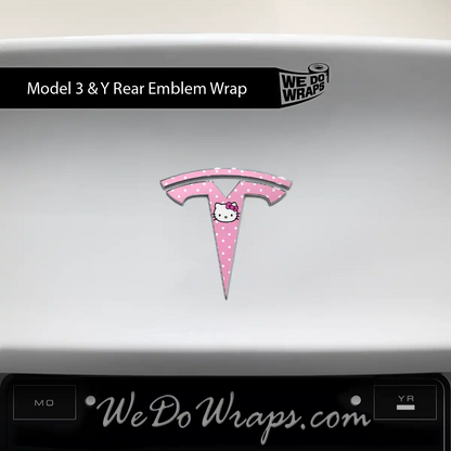 Sweet Kitty Tesla Emblem Decals (Front + Back) | Model 3