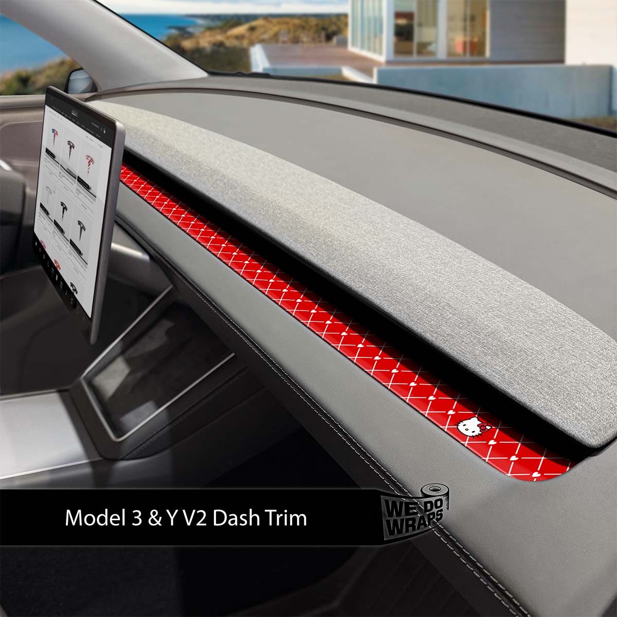 Sweet Kitty Tesla Dash Trim Wrap | Model 3 ’24-26 Refresh