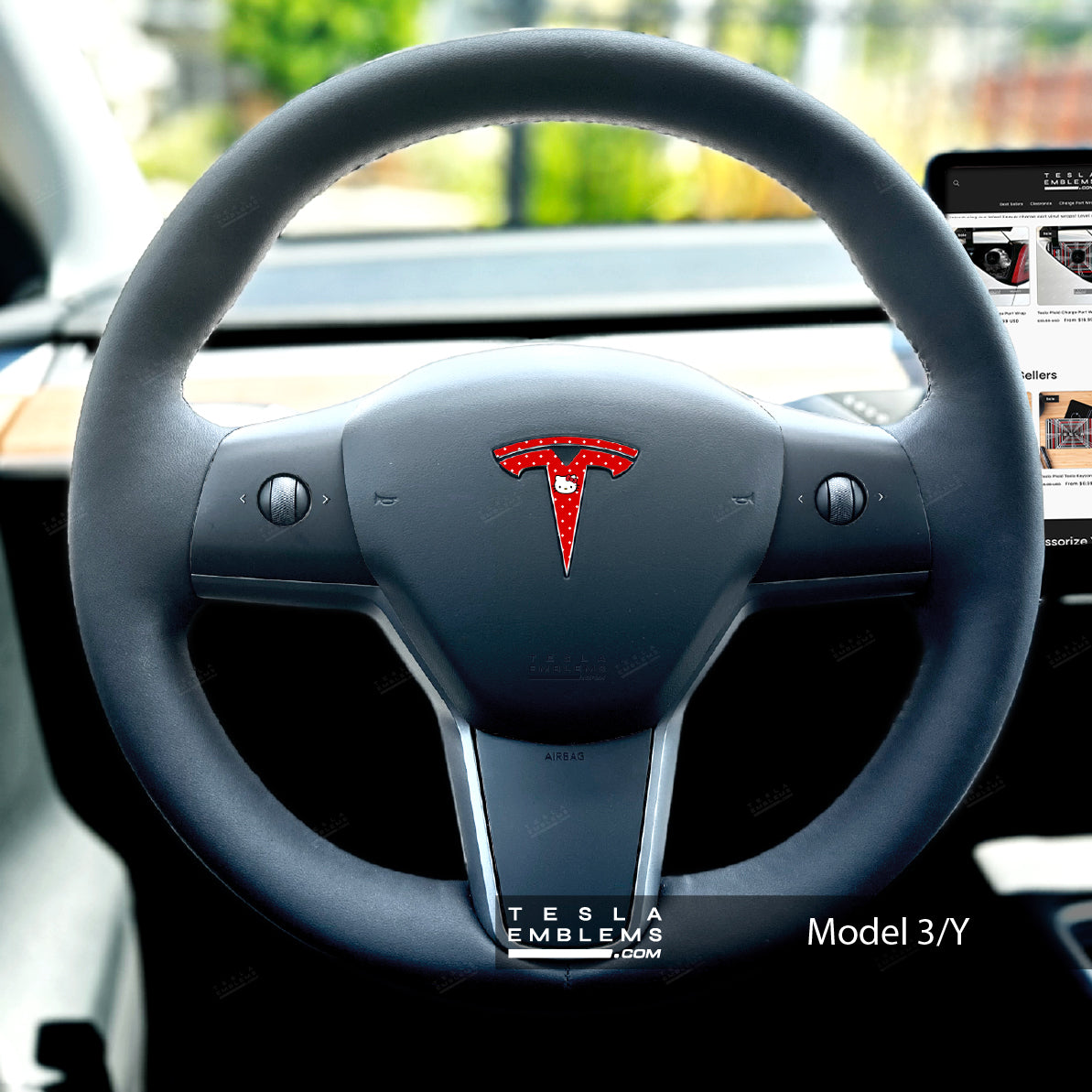 Sweet Kitty Tesla Steering Wheel Wrap | MY 2019-'25