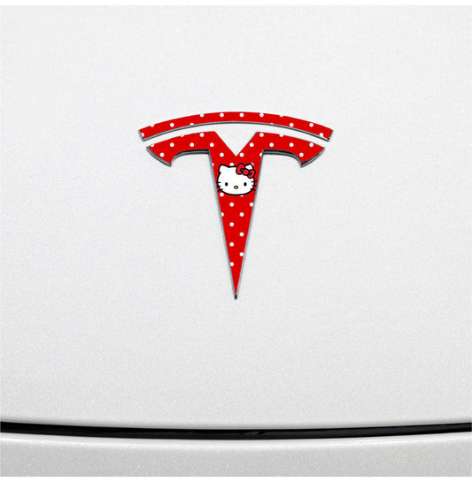 Hello Kitty Tesla Emblem Decals (Front + Back) | Model Y