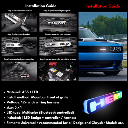 Hemi LED Badge (Multicolor Flow)