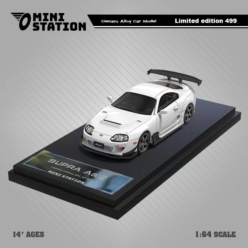 Mini Station Toyota Supra A80Z White / White Black Hood Cover 1:64