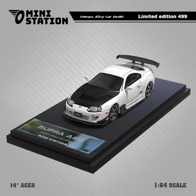 Mini Station Toyota Supra A80Z White / White Black Hood Cover 1:64