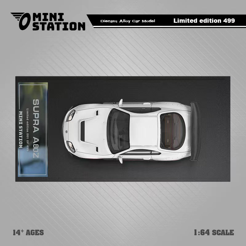 Mini Station Toyota Supra A80Z White / White Black Hood Cover 1:64