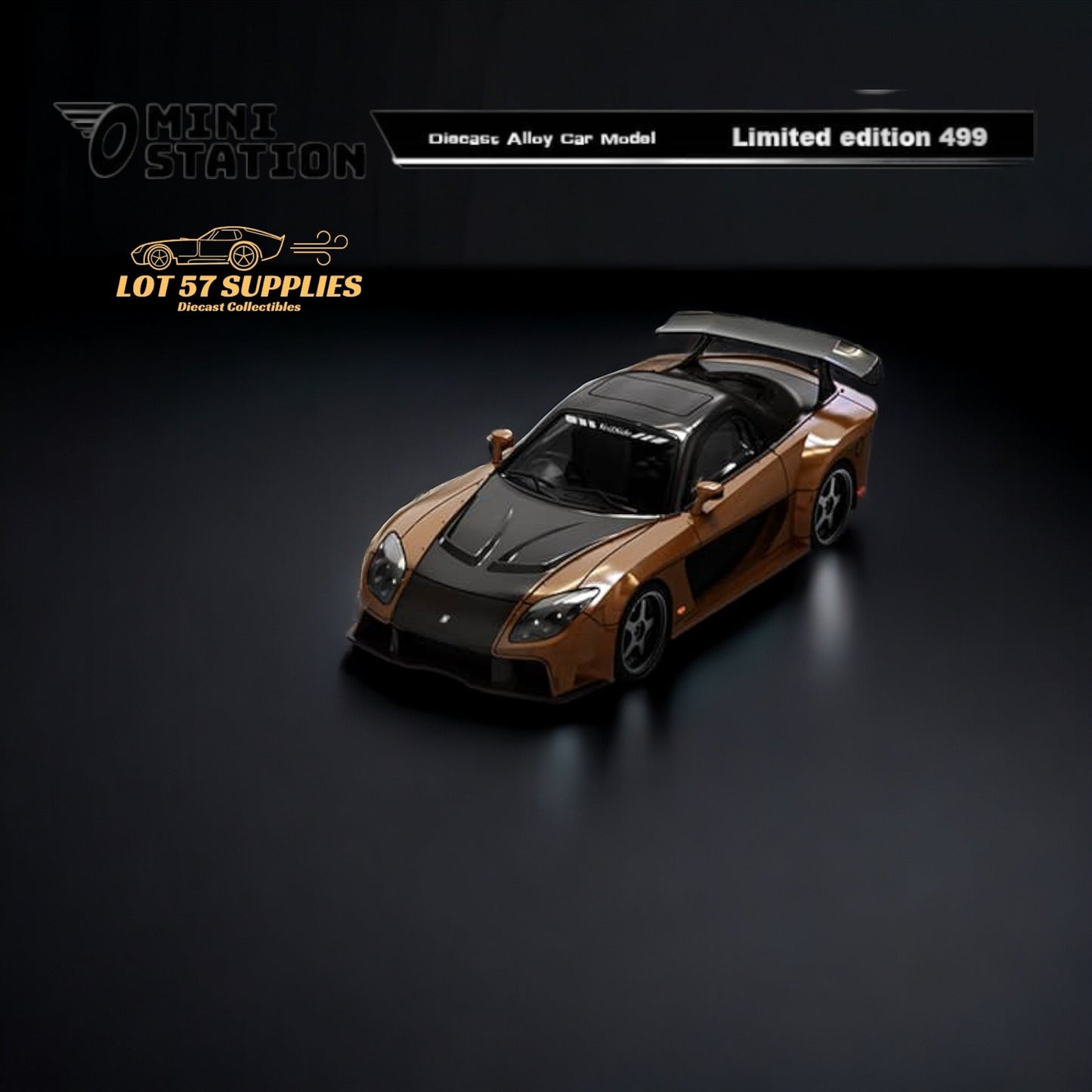 TimeMicro Mazda RX-7 VeilSide Metallic Brown Carbon Hood Ordinary Version 1:64