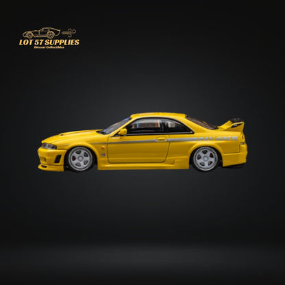 Focal Horizon Nissan Skyline R33 GT-R 4TH Gen 400R in Yellow Openable Hood 1:64