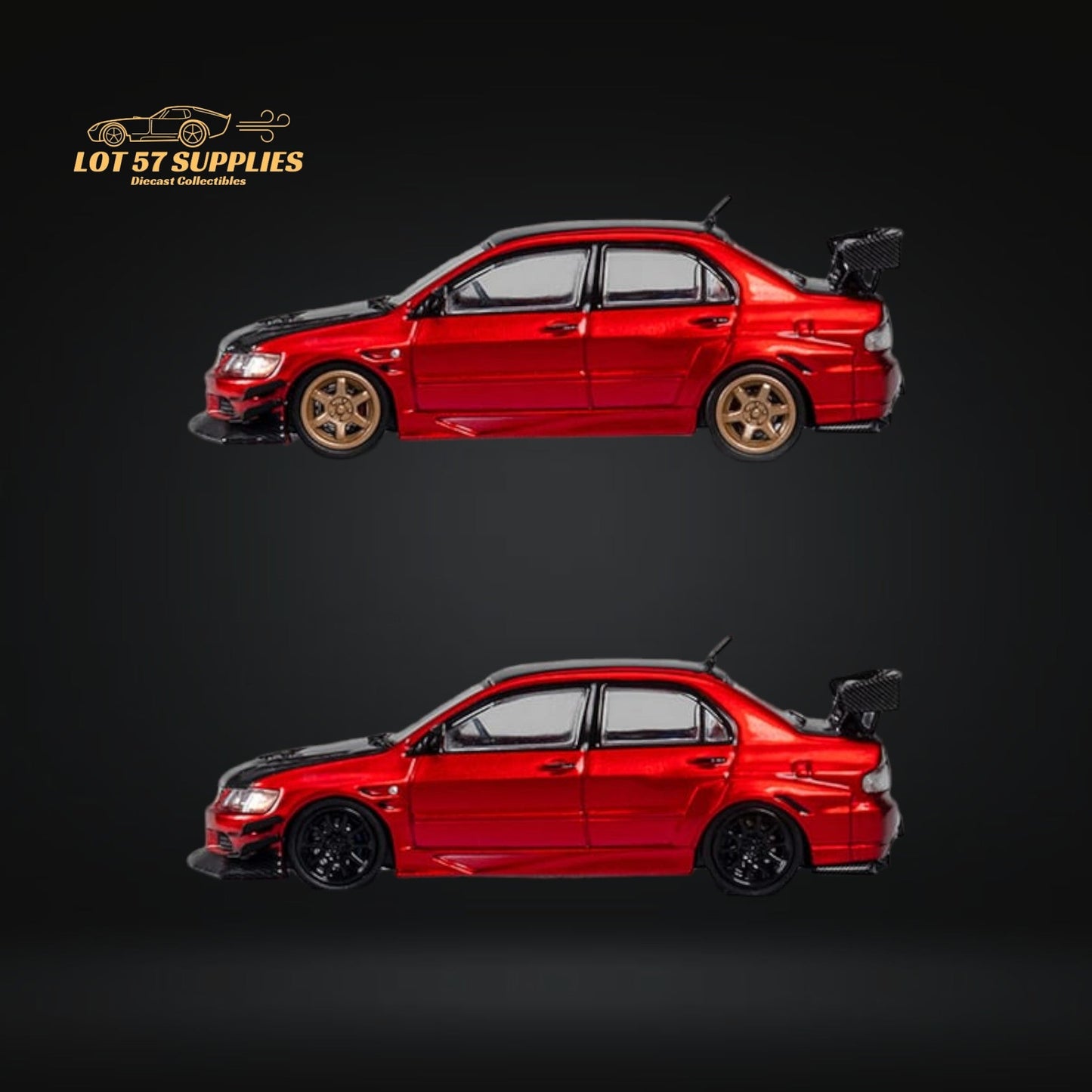 (Pre-Order) CM Model Mitsubishi Lancer Evolution IX Widebody Metallic Red - Carbon Hood 1:64