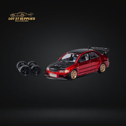 (Pre-Order) CM Model Mitsubishi Lancer Evolution IX Widebody Metallic Red - Carbon Hood 1:64