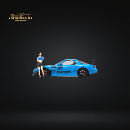 TPC Mazda RX-7 RE Blue Livery Carbon Hood Figure Version 1:64