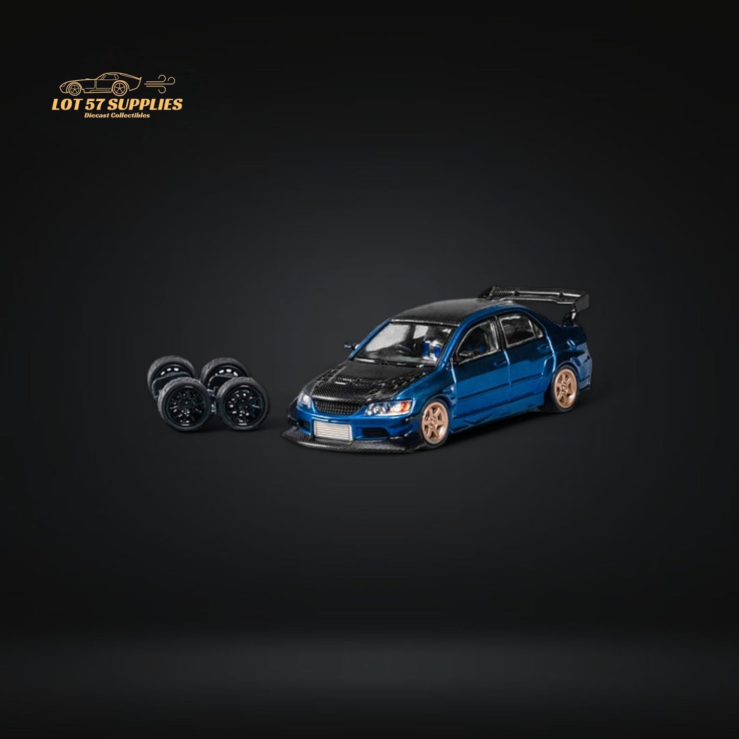 (Pre-Order) CM Model Mitsubishi Lancer Evo IX 9 Metallic Blue With Carbon Hood 1:64 CM64-EVOIX-10CR