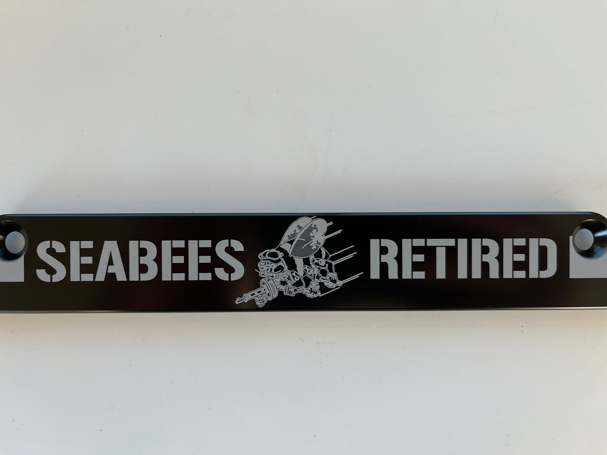 Navy Seabees Retired American Flag Billet Aluminum License Plate Frame