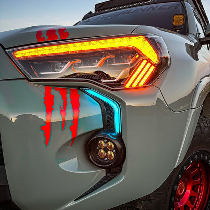 LED DRL Fog Light Fang Bezel Kit for 4Runner (2014-2024)