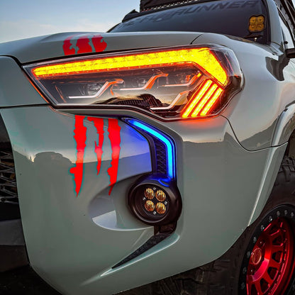 LED DRL Fog Light Fang Bezel Kit for 4Runner (2014-2024)
