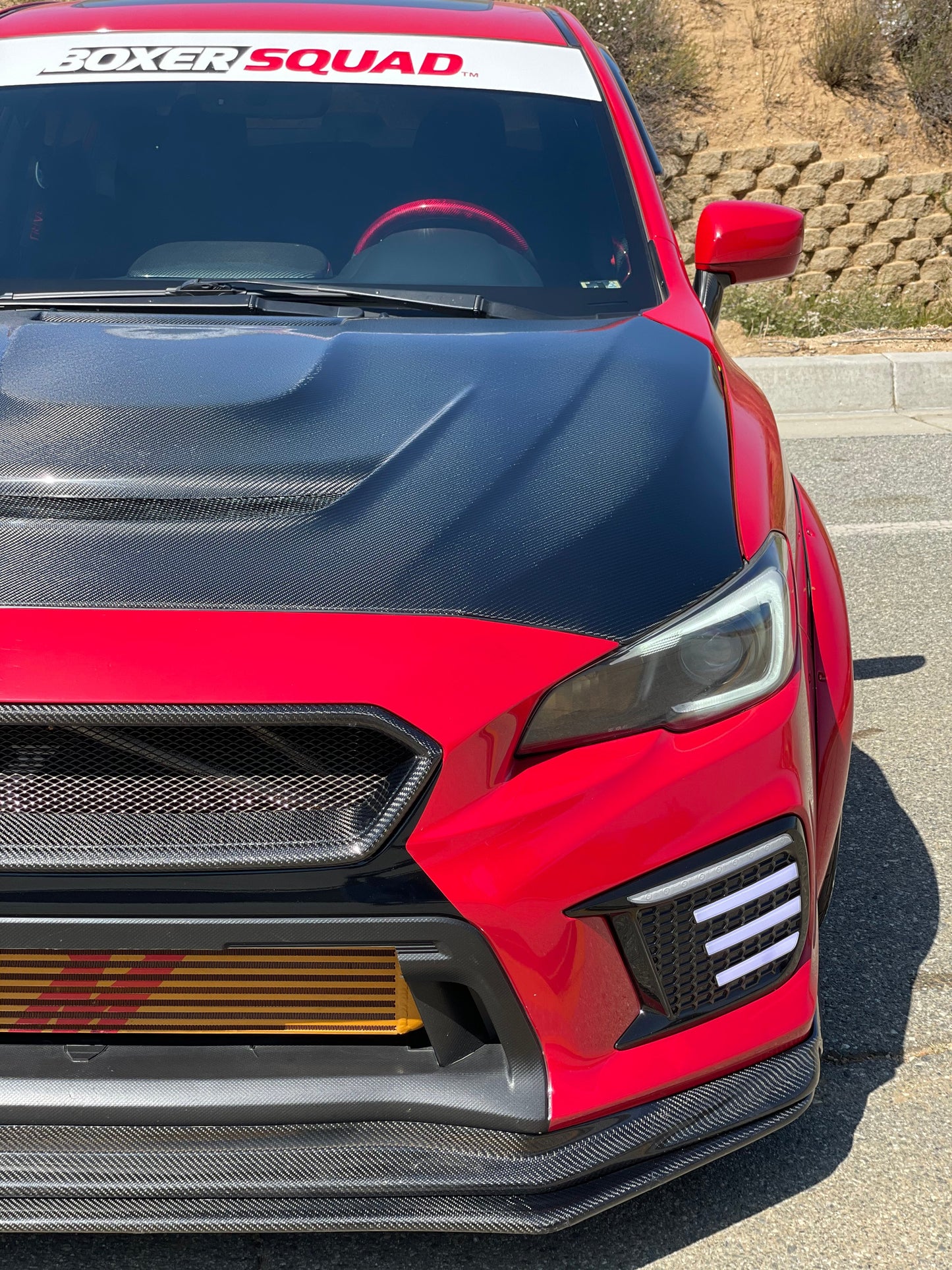 JDMuscle Tanso Carbon Fiber Hood V3 Scoopless - 15-21 Subaru WRX/STI w/ FMIC - Return